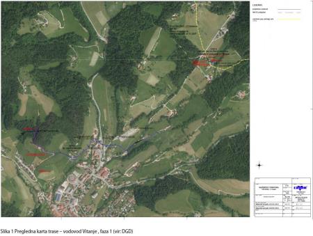 Pregledna karta trase - vodovod Vitanje: faza 1